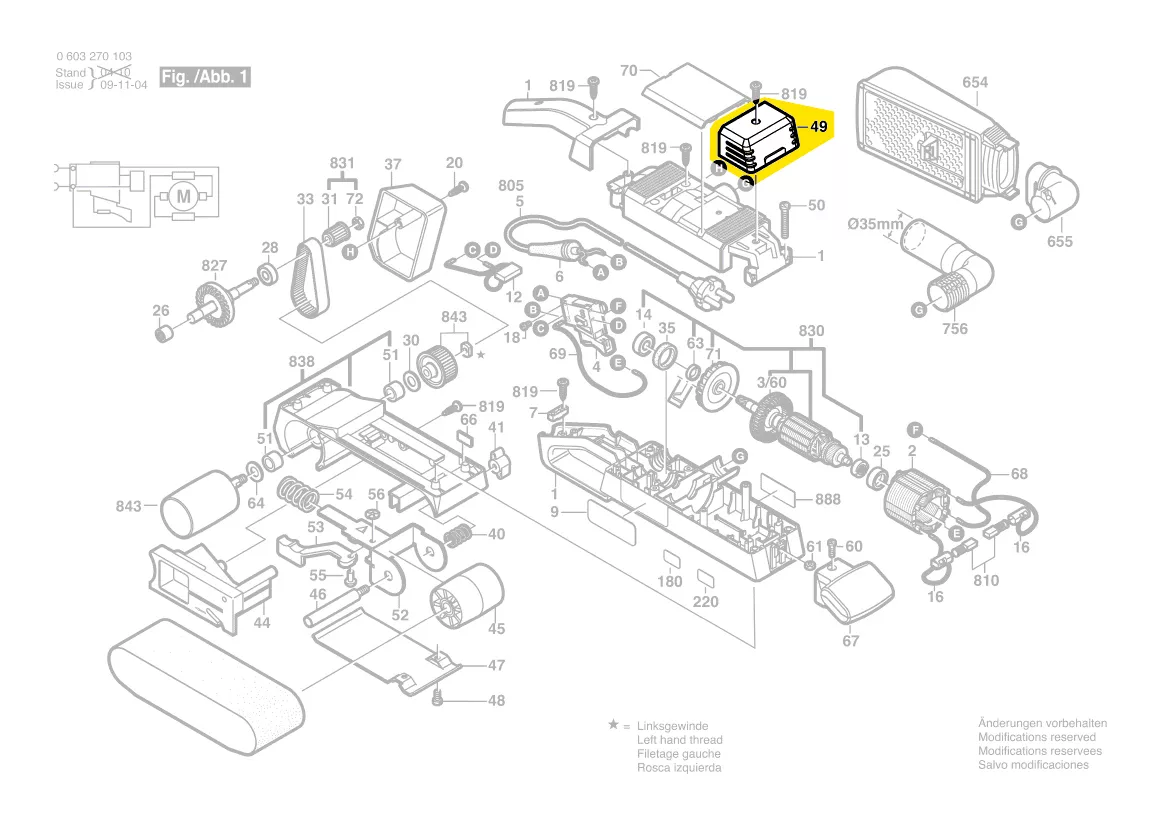 Capot balais charbon réf. 1 605 500 122 BOSCH